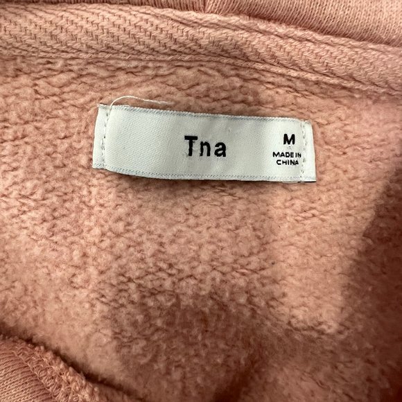 Aritzia tna Camille White Cap Pink Side Stripe Cropped Hoodie Size M - Picture 8 of 10